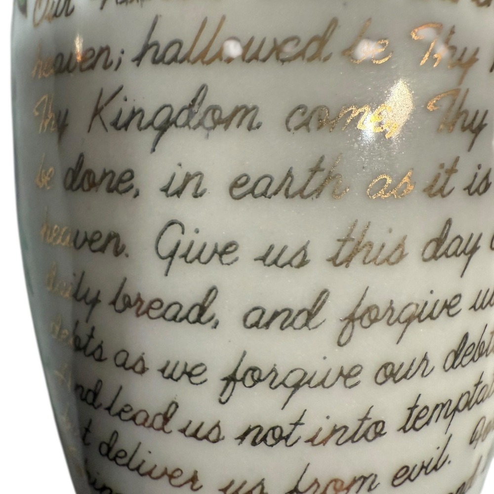 VTG Lord's Prayer‎ Mini Vase Floral Hand Painted Porcelain Blue Gilt Rim Collect - Picture 15 of 15